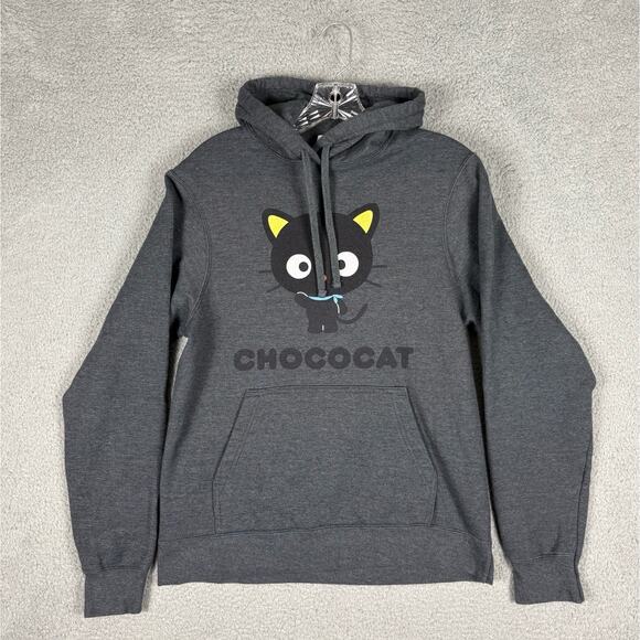 Sanrio Chococat Hoodie Adult Small Gray Double Sided Y2K Pullover Sweatshirt - Picture 1 of 11